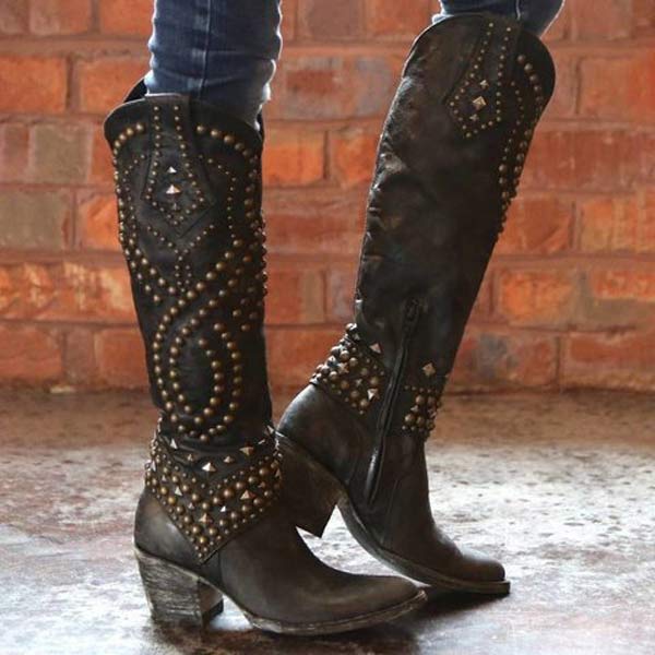 Women's Studded Knee High Boots — View 2