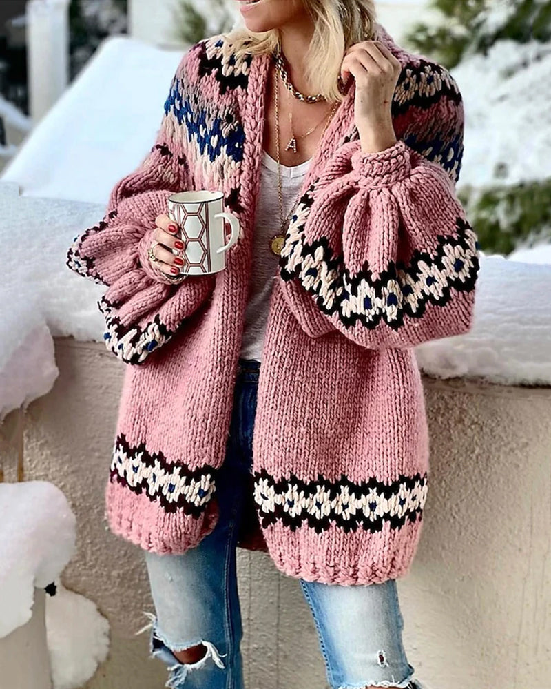 Women's Ribbed Lantern Sleeve Cardigan — View 4