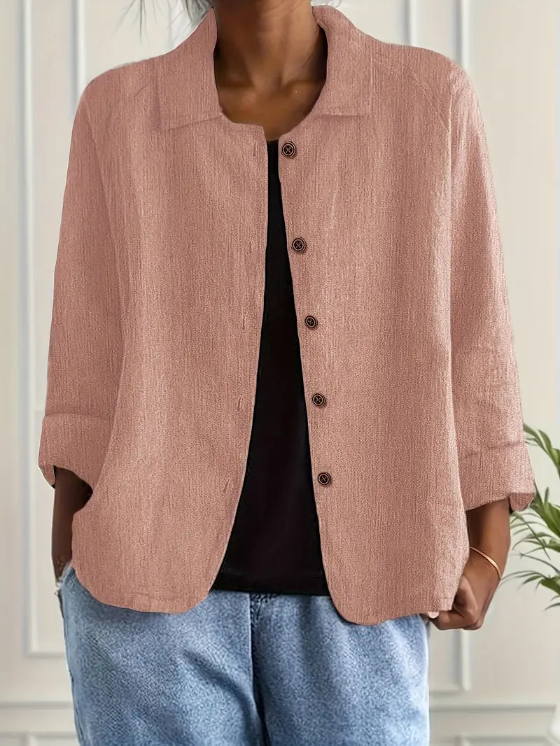 Women's Lightweight Button-Front Jacket | Hanna in Light Blue - Juana Fashion
