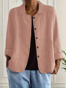 Women's Lightweight Button-Front Jacket | Hanna in Light Blue - Juana Fashion