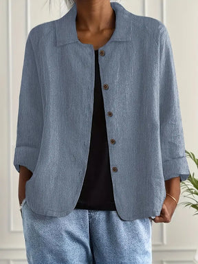 Women's Lightweight Button-Front Jacket | Hanna in Light Blue - Juana Fashion