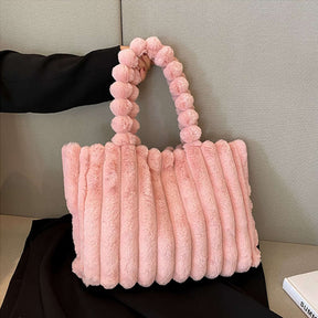 Women's Plush Ribbed Tote Bag by Juana Fashion