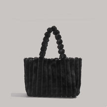 Women's Plush Ribbed Tote Bag in Black by Juana Fashion