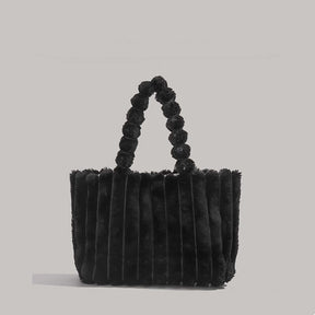 Women's Plush Ribbed Tote Bag in Black by Juana Fashion