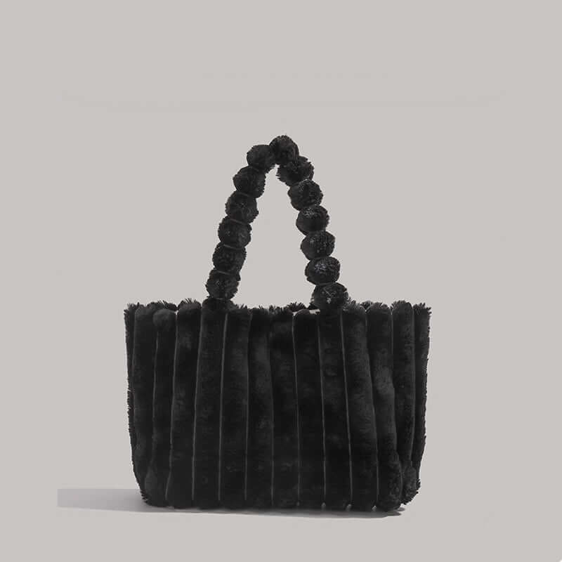 Women's Plush Ribbed Tote Bag in Black by Juana Fashion