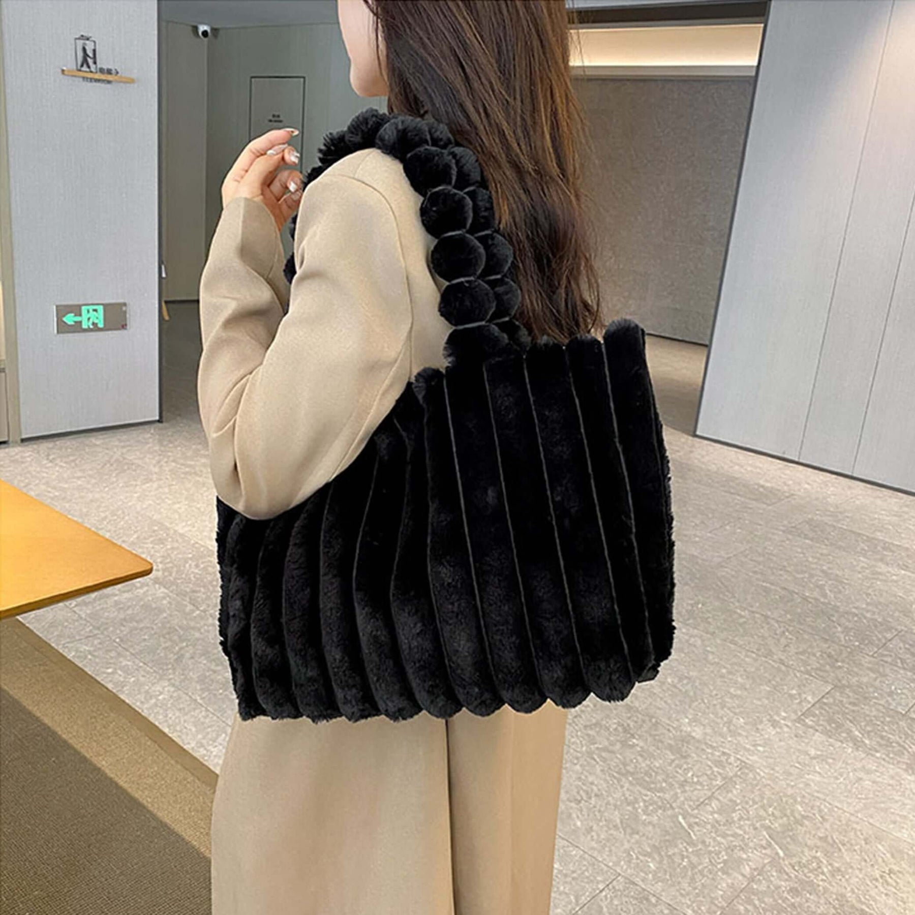 Women's Plush Ribbed Tote Bag by Juana Fashion