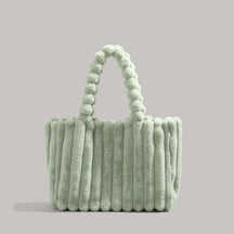Women's Plush Ribbed Tote Bag in Green by Juana Fashion