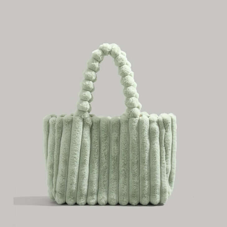 Women's Plush Ribbed Tote Bag in Green by Juana Fashion