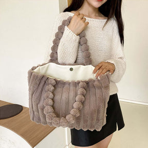 Women's Plush Ribbed Tote Bag by Juana Fashion