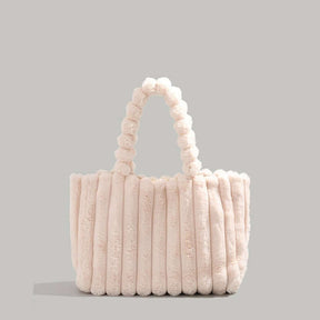 Women's Plush Ribbed Tote Bag in Ivory by Juana Fashion