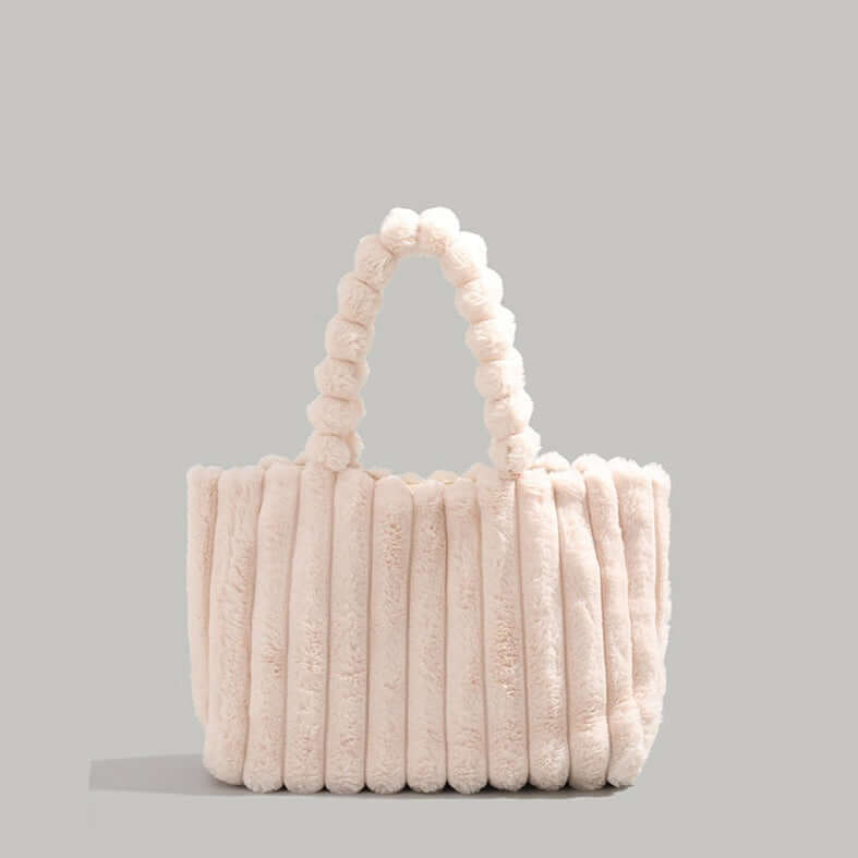 Women's Plush Ribbed Tote Bag in Ivory by Juana Fashion