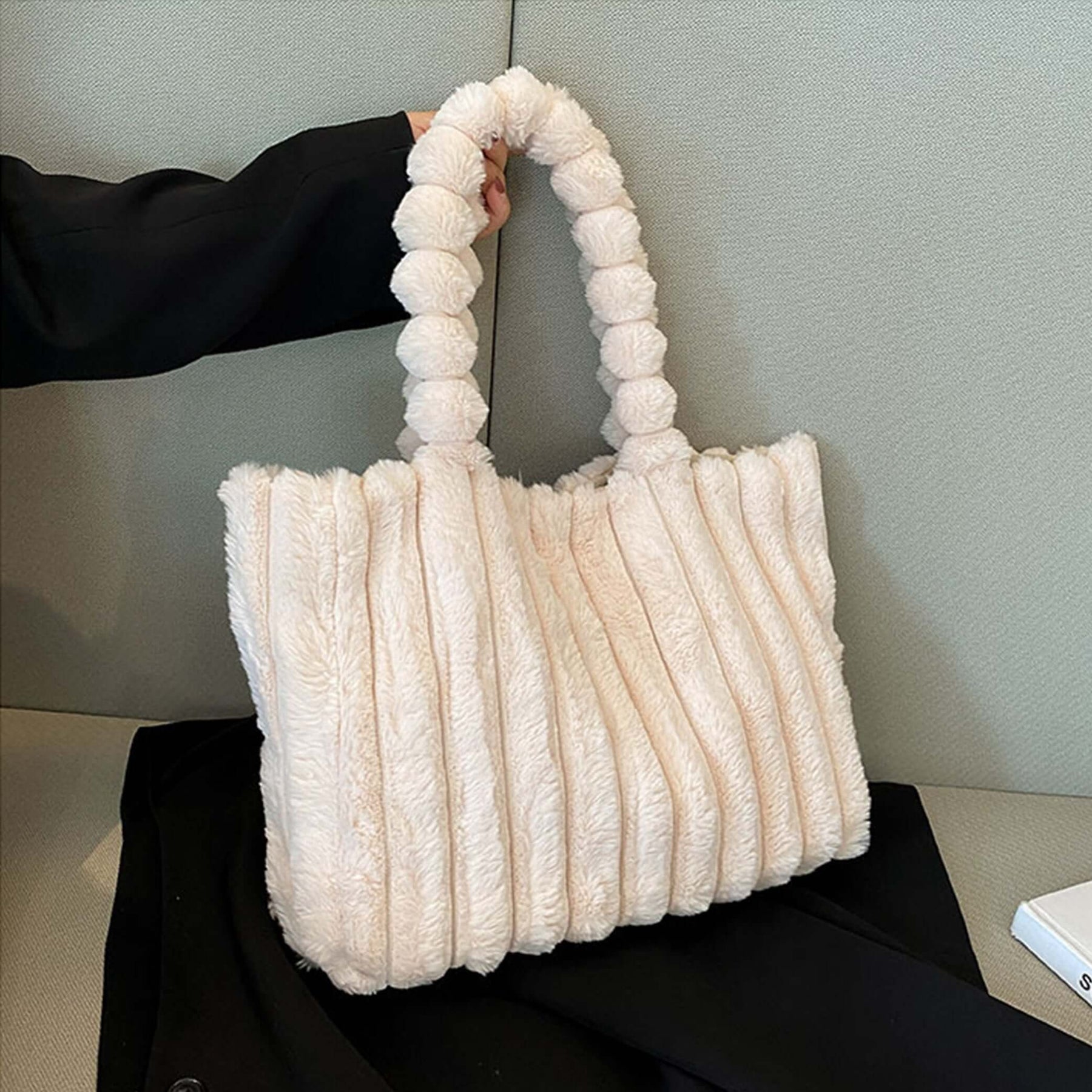Women's Plush Ribbed Tote Bag by Juana Fashion