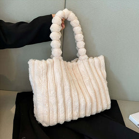 Women's Plush Ribbed Tote Bag by Juana Fashion
