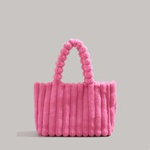 Women's Plush Ribbed Tote Bag in Raspberry Red by Juana Fashion