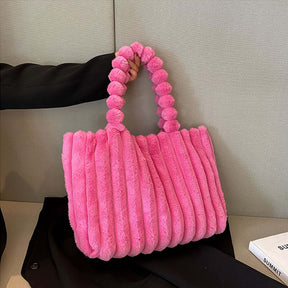 Women's Plush Ribbed Tote Bag by Juana Fashion