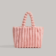 Women's Plush Ribbed Tote Bag in Pink by Juana Fashion
