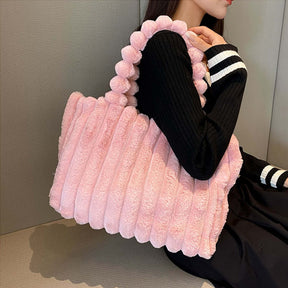 Women's Plush Ribbed Tote Bag by Juana Fashion
