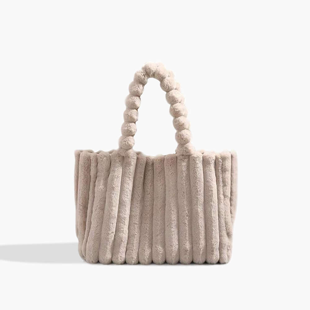 Women's Plush Ribbed Tote Bag in Beige by Juana Fashion