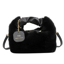 Women's Plush Crescent Shoulder Bag in Black by Juana Fashion