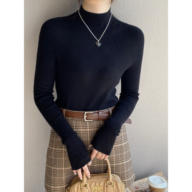 Women's Fitted Long Sleeve Crewneck Sweater — View 3