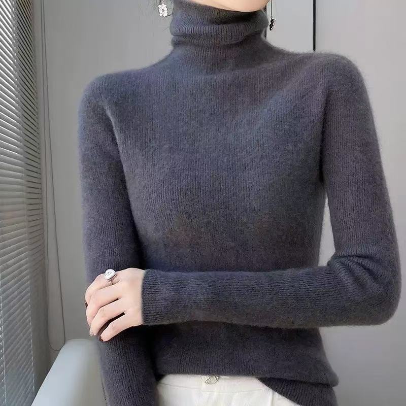 Women's Wool Fitted Mock Neck Sweater — View 9