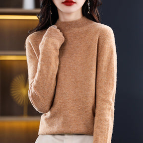 Women's Cashmere Fitted Mock Neck Sweater — View 3