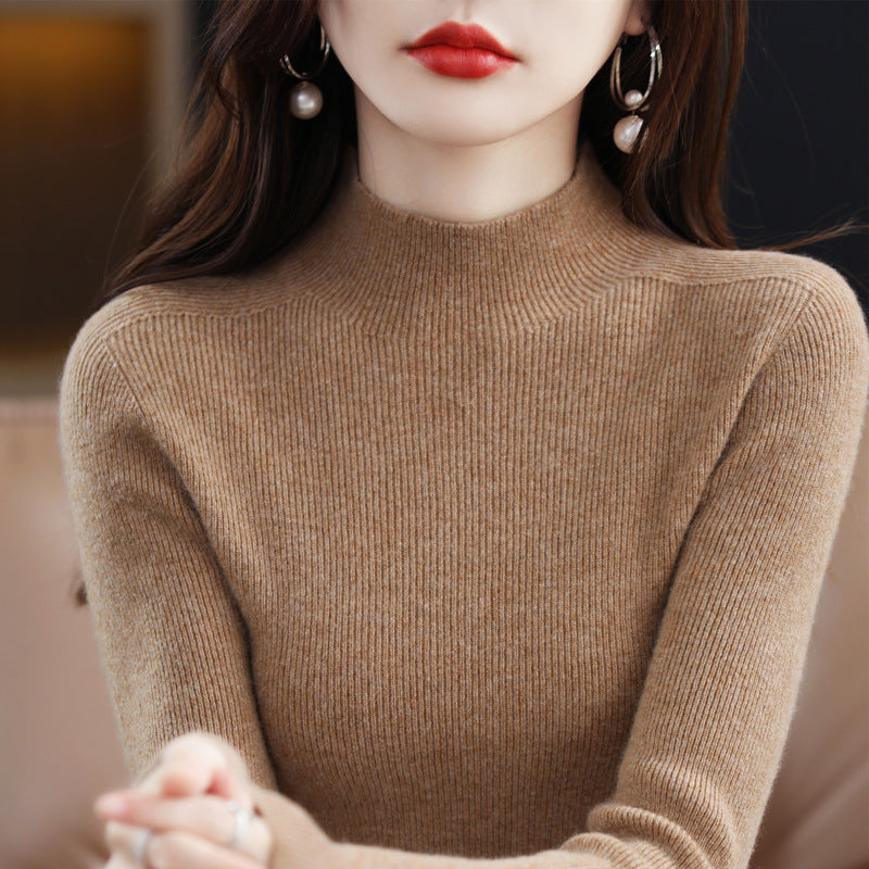 Women's Wool Fitted Fine Knit Sweater — View 2