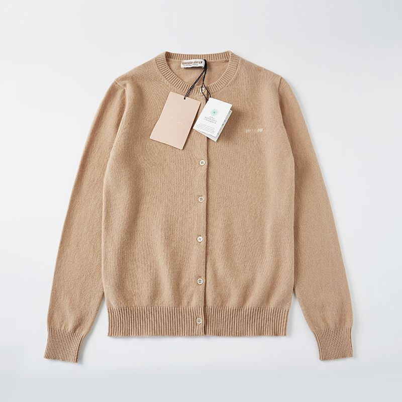 Women's Cashmere Blend Jacquard Crewneck Cardigan — View 1
