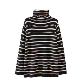 Women's Striped Long Sleeve Mock Neck Top — View 5