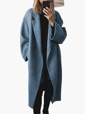 Women's Relaxed Button-Front Coat | Laura in Gray - Juana Fashion