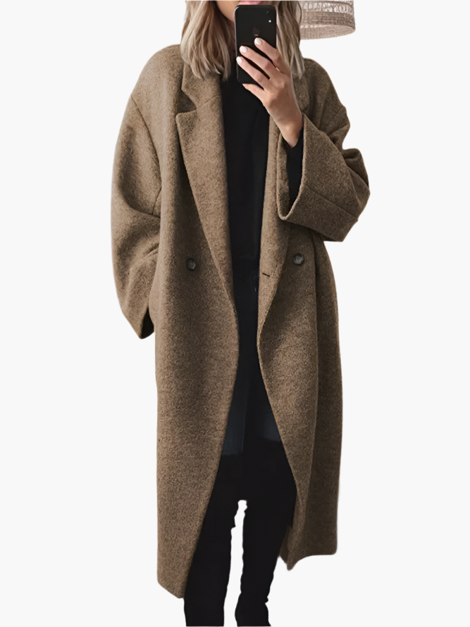 Women's Relaxed Button-Front Coat | Laura in Gray - Juana Fashion