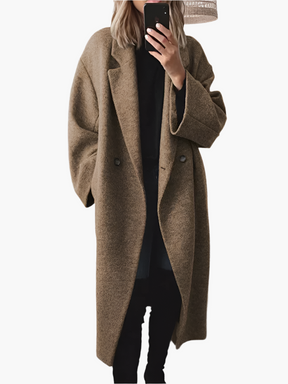 Women's Relaxed Button-Front Coat | Laura in Gray - Juana Fashion