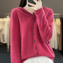 Women's Merino Wool Hooded Cardigan — View 5