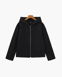 Women's Wool Zip-Up Coat | Marlow in Black - Juana Fashion