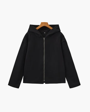 Women's Wool Zip-Up Coat | Marlow in Black - Juana Fashion