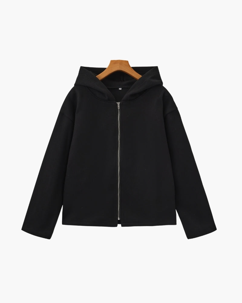 Women's Wool Zip-Up Coat | Marlow in Black - Juana Fashion