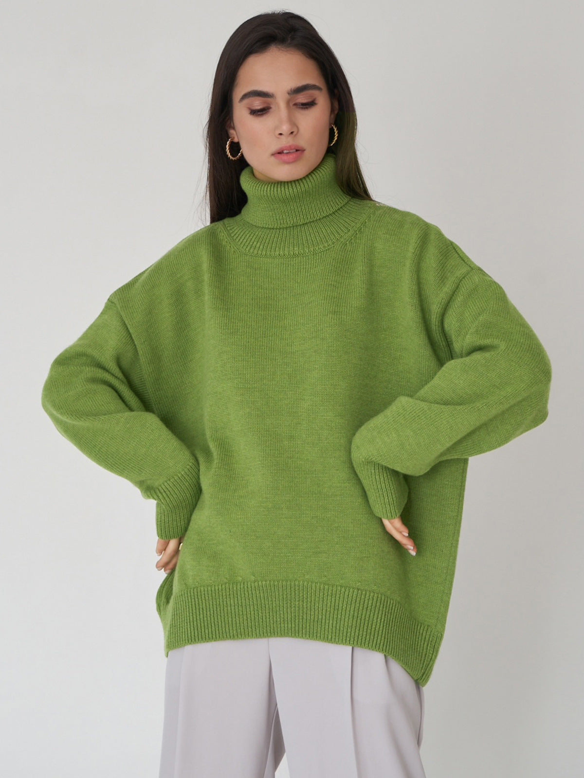 Women's Relaxed Fit Turtleneck Sweater — View 2