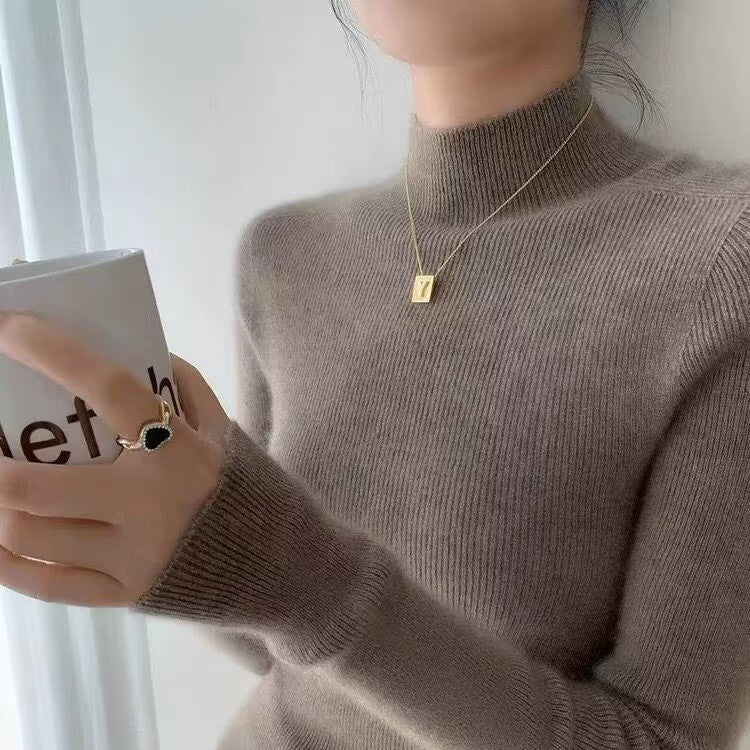 Women's Cashmere Long Sleeve Mock Neck Top — View 1
