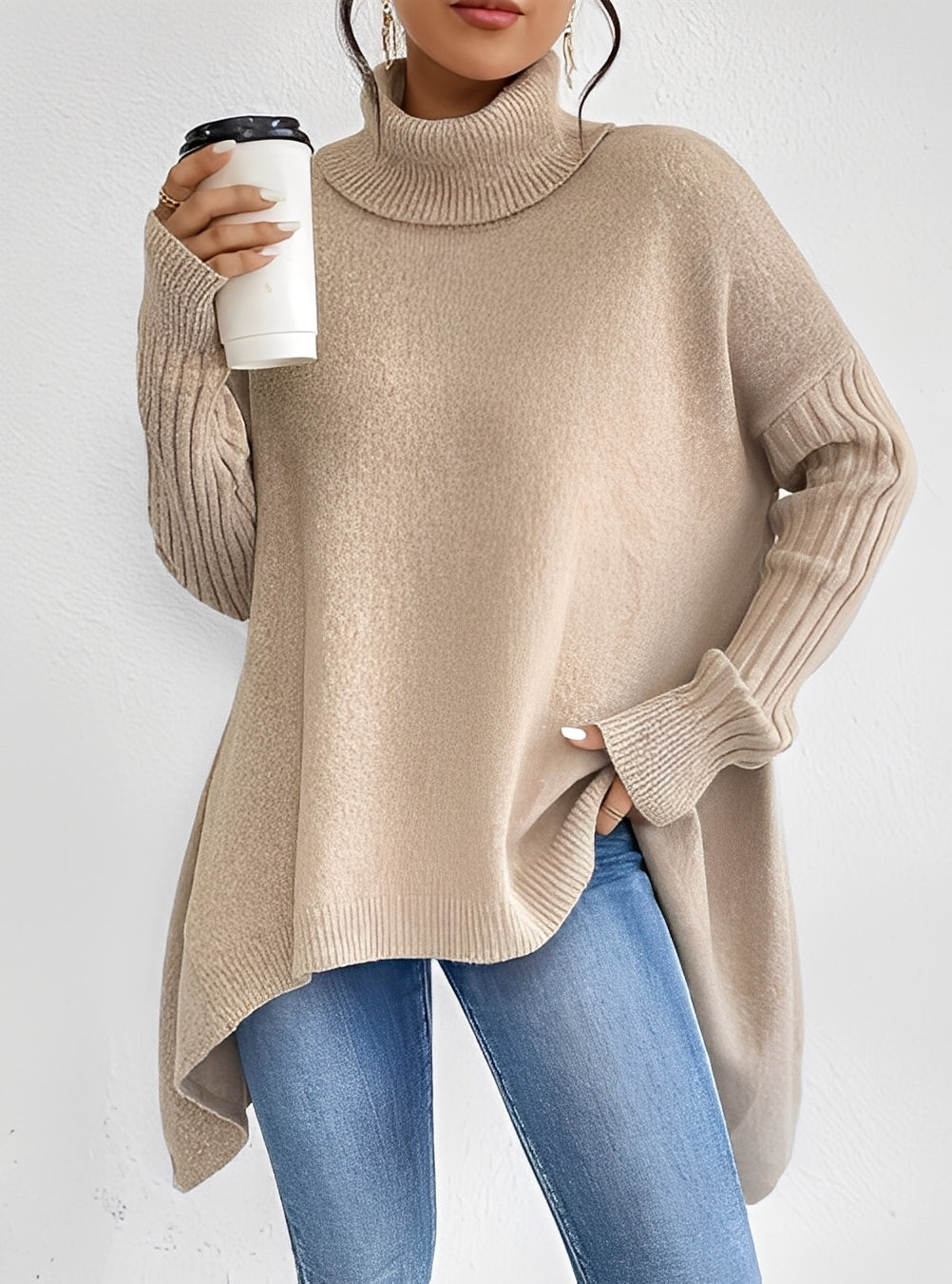 Women's Longline Turtleneck Sweater — View 3