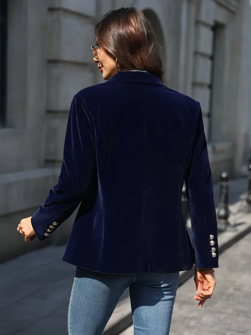 Women's Classic Single-Button Blazer | Sabina in Blue - Juana Fashion