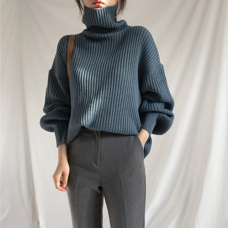 Women's Drop Shoulder Turtleneck Sweater — View 7