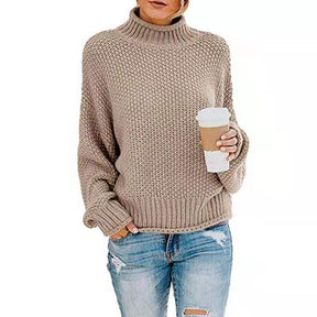 Women's Ribbed Chunky Knit Drop Shoulder Turtleneck Sweater — View 3