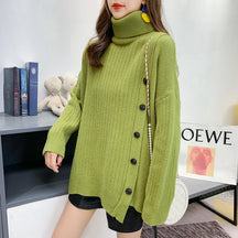 Women's Button Detail Turtleneck Sweater — View 7