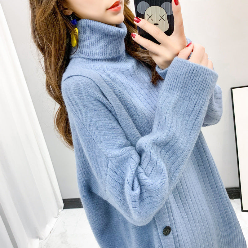 Women's Button Detail Turtleneck Sweater — View 9