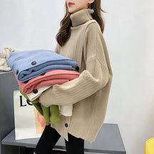 Women's Button Detail Turtleneck Sweater — View 6