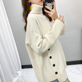 Women's Button Detail Turtleneck Sweater — View 4