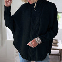 Women's Oversized Cable Knit Turtleneck Sweater — View 6