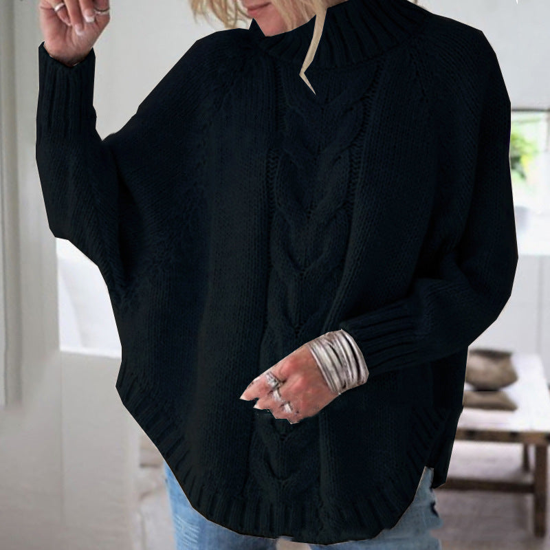 Women's Oversized Cable Knit Turtleneck Sweater — View 6
