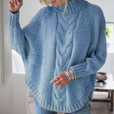 Women's Oversized Cable Knit Turtleneck Sweater — View 7