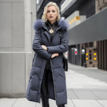 Women's Long Quilted Down Coat | Katharina in White - Juana Fashion